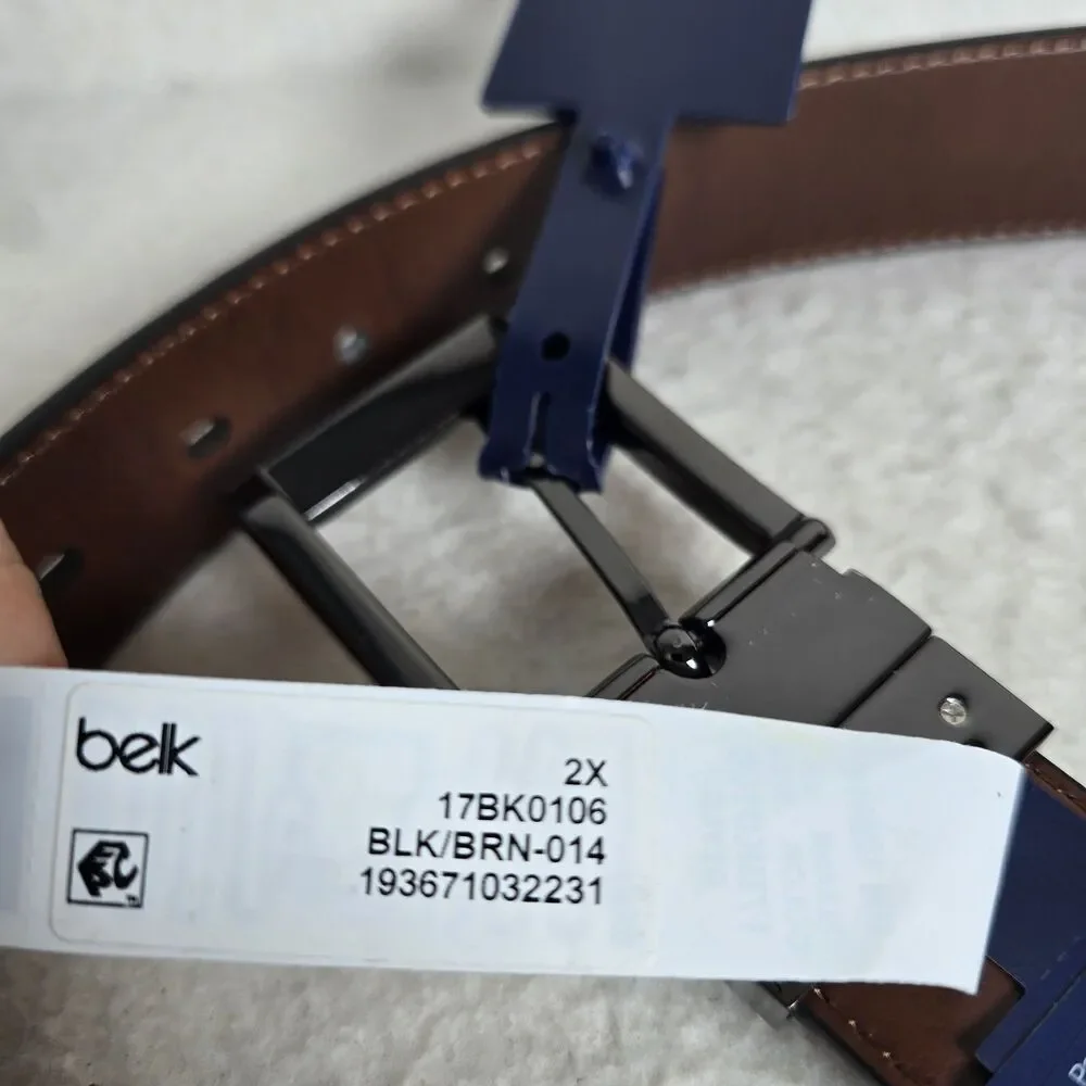 NWT Saddlebred Men's Dress Reversible Belt Black Dark Brown 2X Sz 46-48
